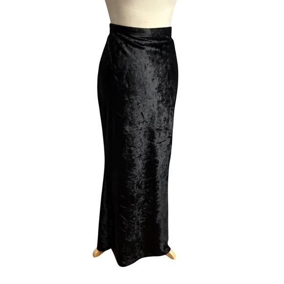 Vintage Y2K Express Maxi Skirt Womens M Black Velvet Soft Y2K 90s Whimsygoth - Picture 2 of 14